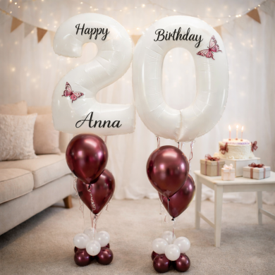 Zahlen mit Helium gefüllt und beschriftet